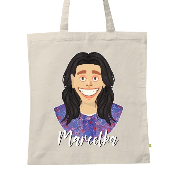 BIO přírodní taška Marcelka bílý text