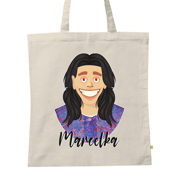 BIO přírodní taška Marcelka černý text